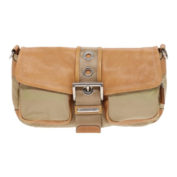 PRADA Shoulder Bag Nylon Leather Beige Auth bs16409 - Picture 13 of 16